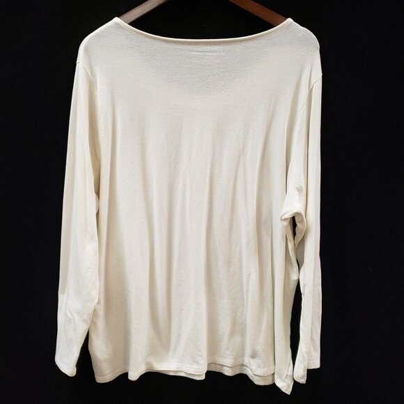 Coldwater Creek Womens Minimalist T Shirt Size 2X Ivory Clean Girl Essential - Picture 2 of 9